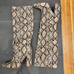 Zara snake print knee high boots (size 40)